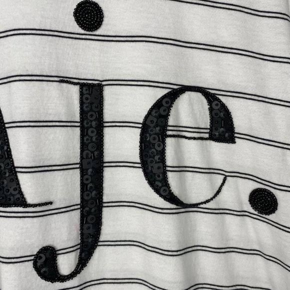 NWOT Aje Classic Embellished Logo Tee Spellout Beaded Graphic T Striped L - Picture 7 of 12